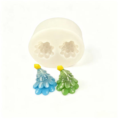2-in-1 Cute Tilted Mini Christmas Tree Figurine Resin Mold