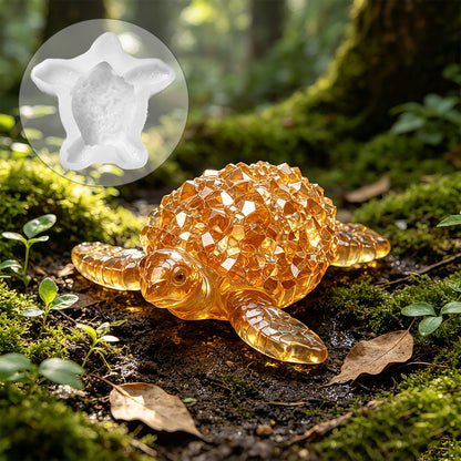 Crystal Cluster Diamond Turtle Figurine Resin Mold