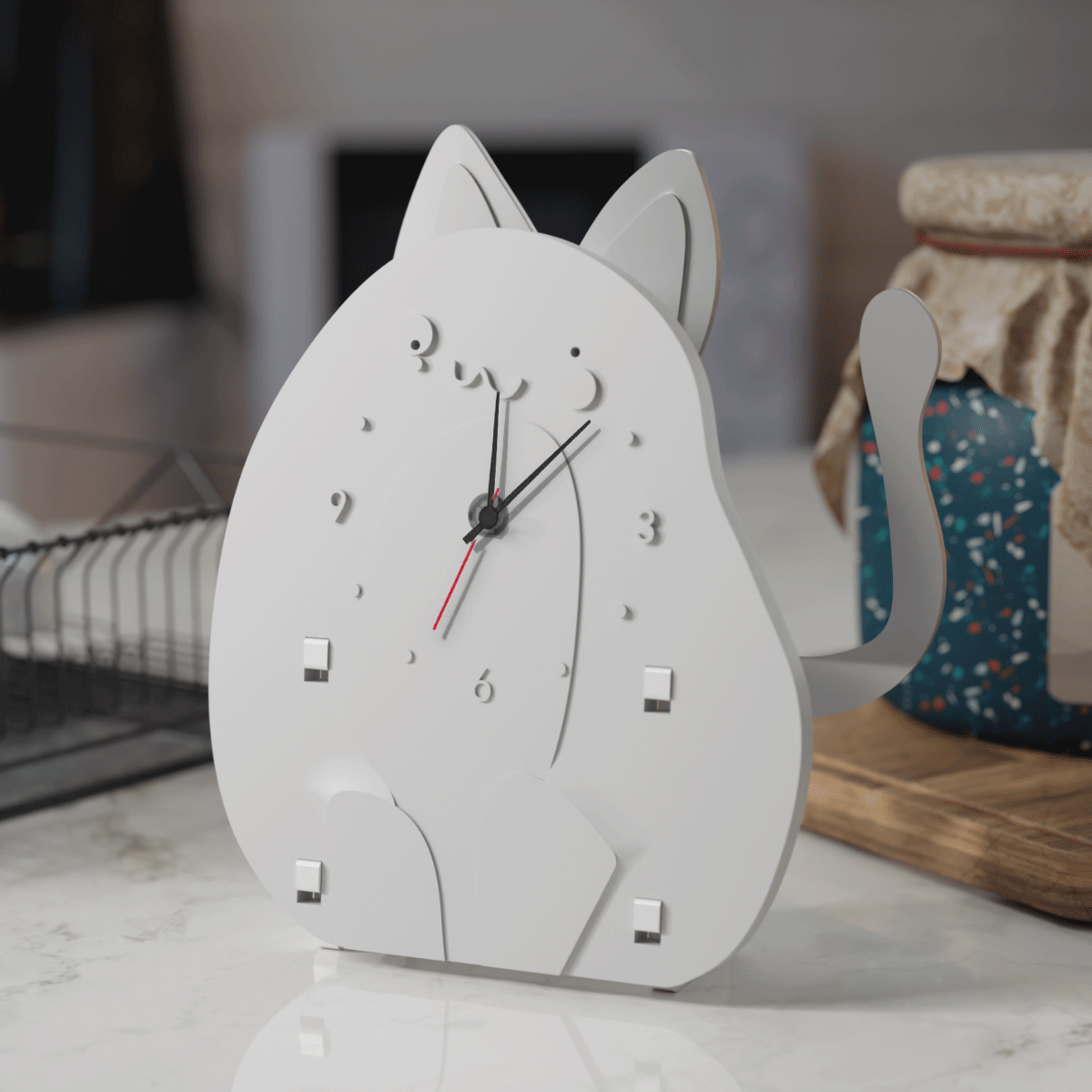 10pcs Cute Cat Clock Ornament Resin Mold Set
