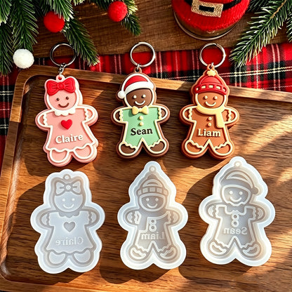 5-Piece Gingerbread Man Christmas Ornament Resin Mold Set