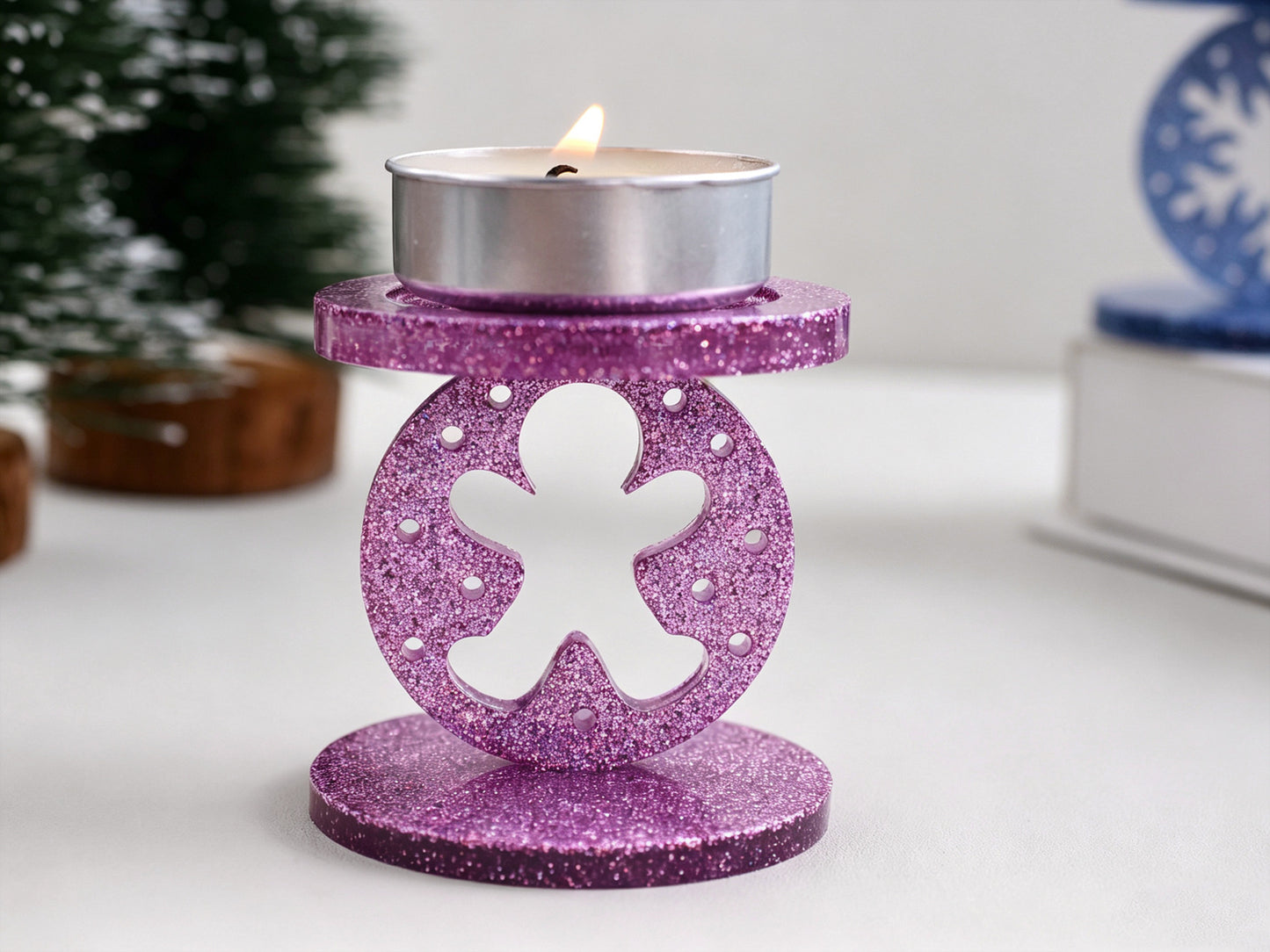 Interchangeable Christmas Elements Candle Holder Figurine Resin Mold