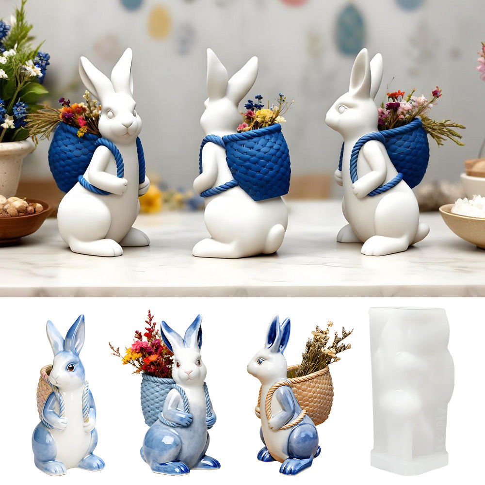 Rabbit Carrying a Backpack Ornament Resin Mold