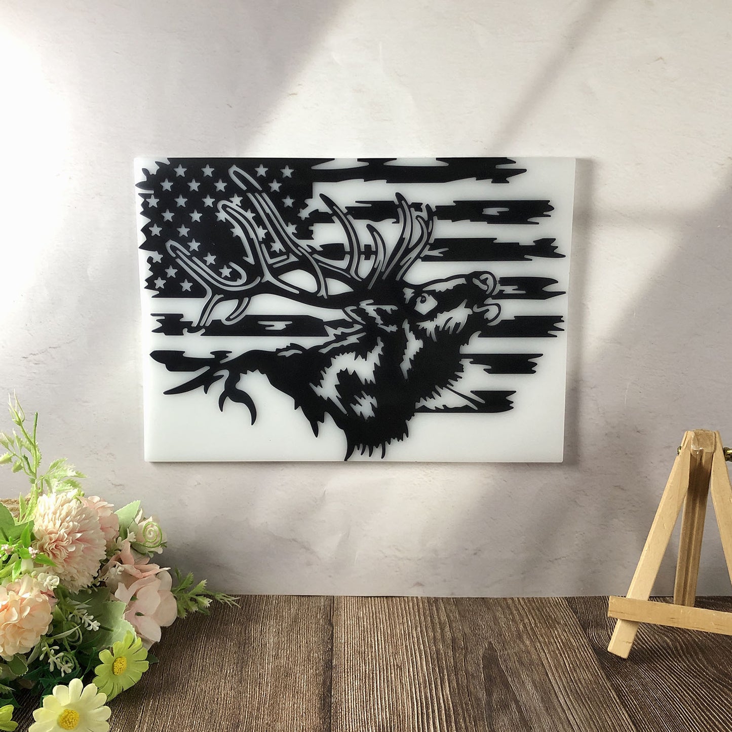USA Flag Deer Wall Hanging Resin Mold DIY Patriotic Home Decor & Wall Ornament Craft Mold
