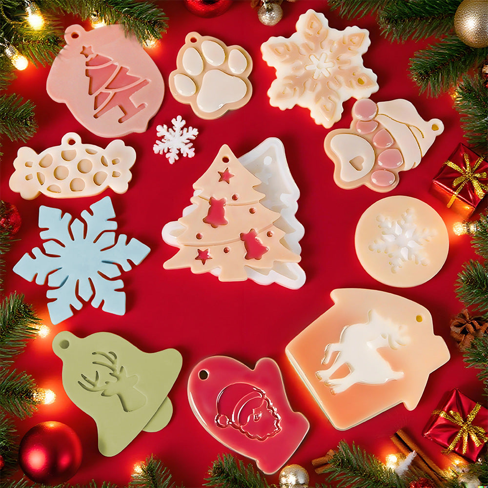 12pcs Christmas Theme Hanging Resin Mold