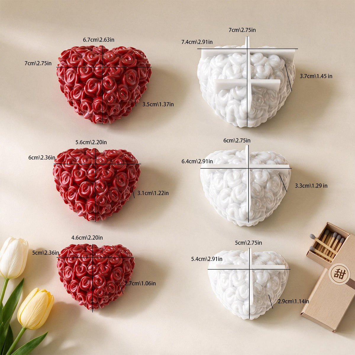 Rose Heart Figurine Resin Mold