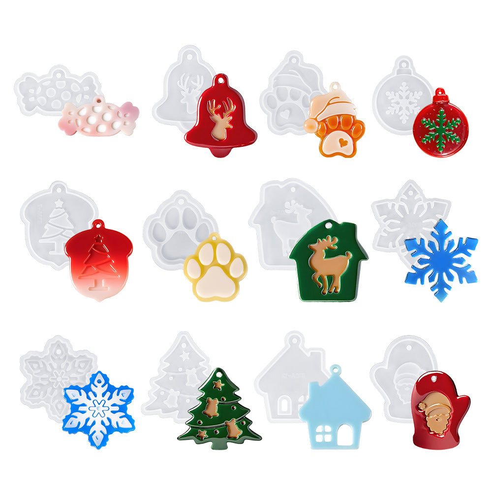 12pcs Christmas Theme Hanging Resin Mold