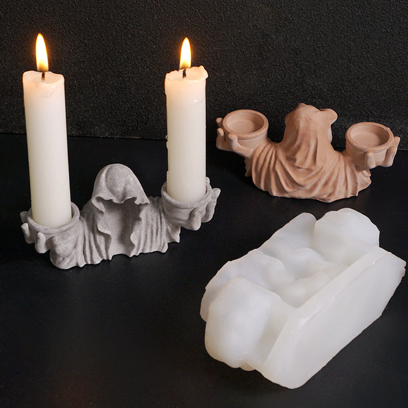 Black Witch Candle Holder Resin Mold