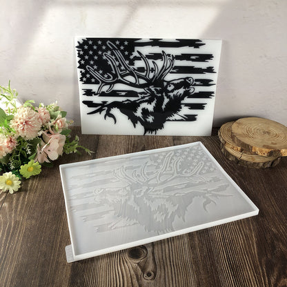 USA Flag Deer Wall Hanging Resin Mold DIY Patriotic Home Decor & Wall Ornament Craft Mold