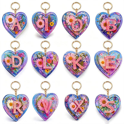 Double-Layer 3D Heart 26-Letter Decorative Pendant Resin Mold