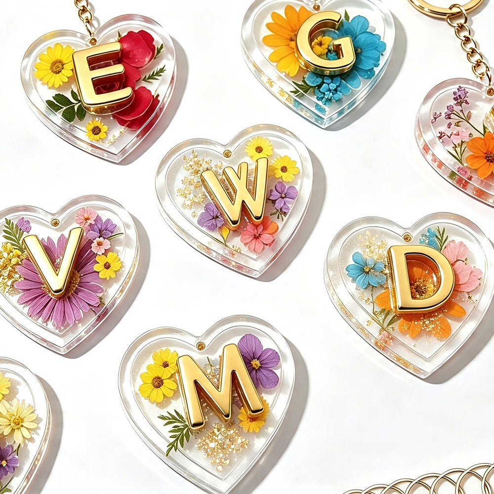 Double-Layer 3D Heart 26-Letter Decorative Pendant Resin Mold