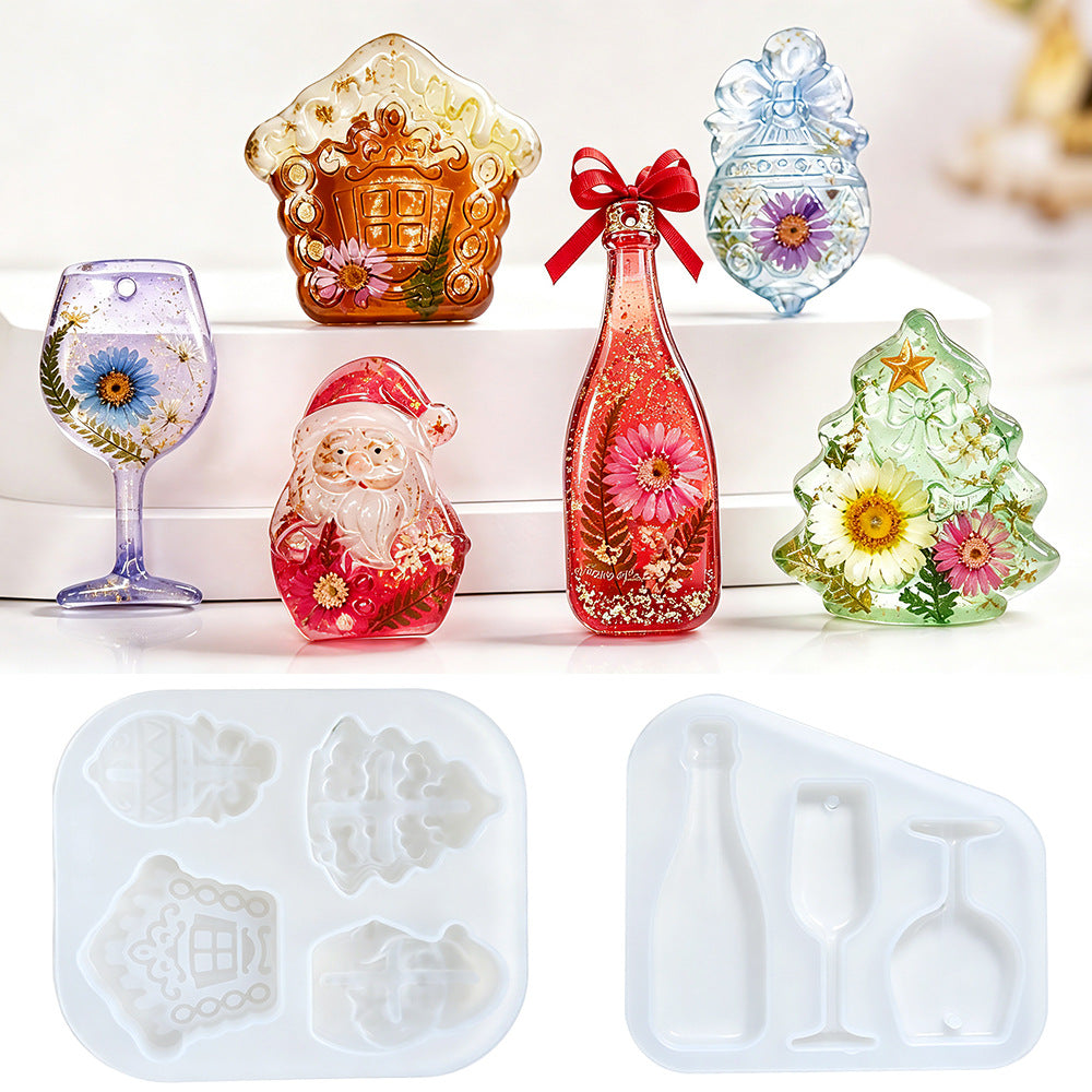 2pcs Christmas Hanging Ornament Resin Molds