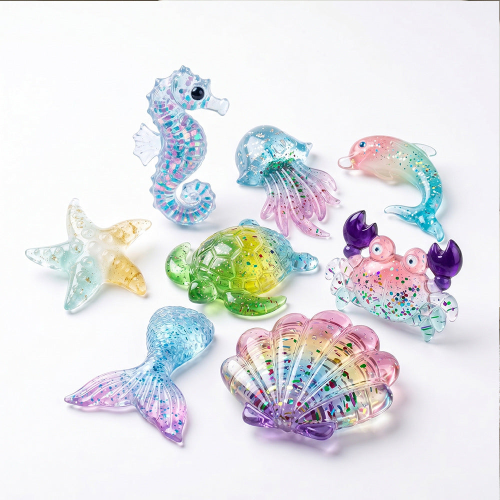 8pcs Ocean Animal Pendant Keychain & Bag Charm Resin Mold Set