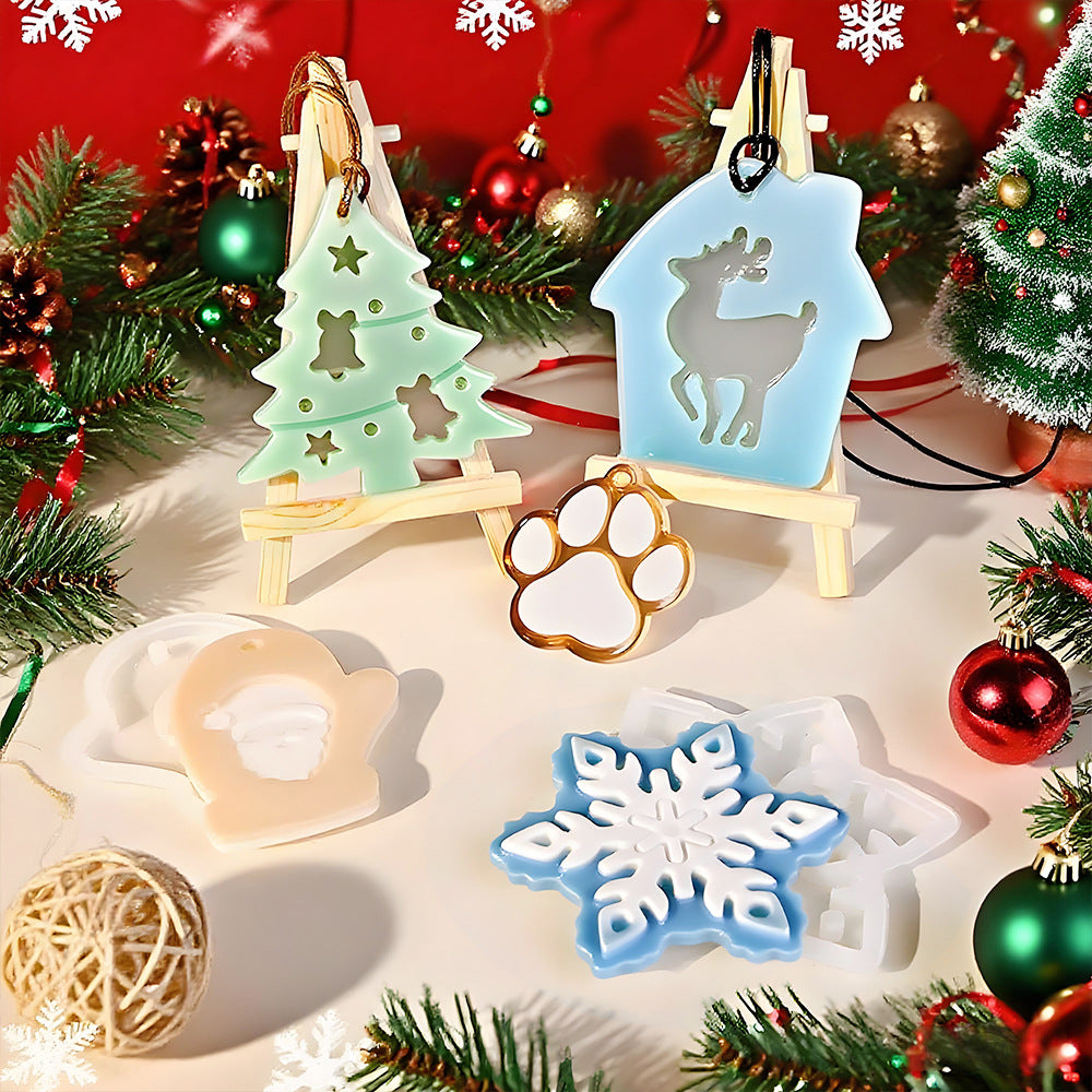 12pcs Christmas Theme Hanging Resin Mold