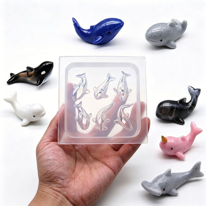 6-in-1 Mini Ocean Animals 3D Silicone Resin Mold