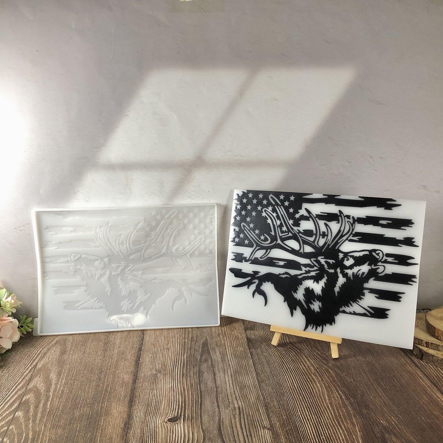 USA Flag Deer Wall Hanging Resin Mold DIY Patriotic Home Decor & Wall Ornament Craft Mold