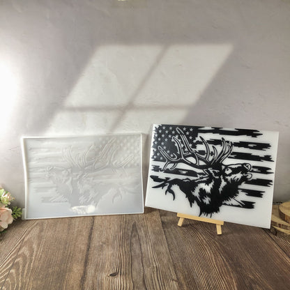 USA Flag Deer Wall Hanging Resin Mold DIY Patriotic Home Decor & Wall Ornament Craft Mold
