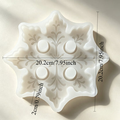 Large 4-Hole Snowflake Candle Holder Resin Mold