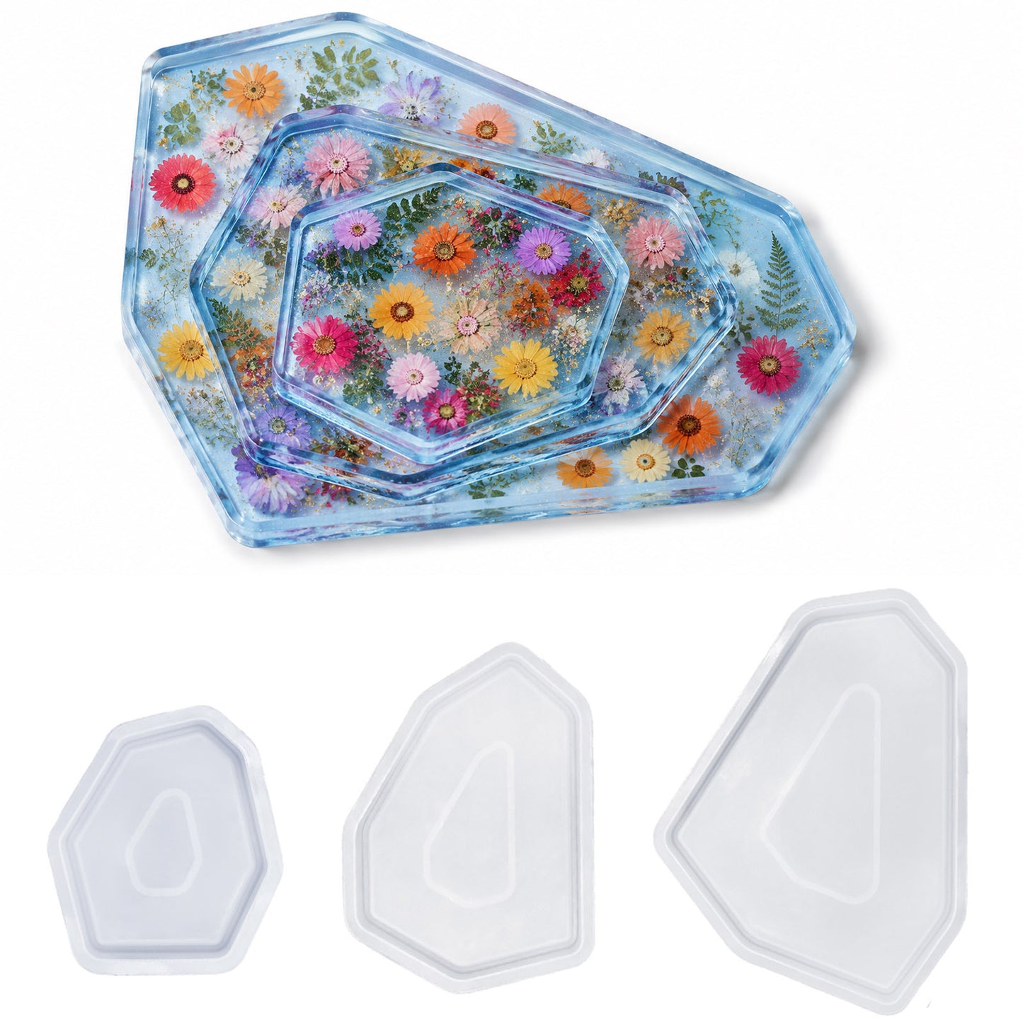 3PCS Irregular Tray Resin Mold Set DIY Abstract Coaster, Jewelry Tray & Aesthetic Home Decor