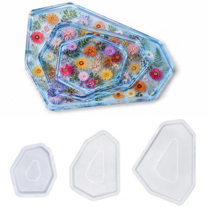 3PCS Irregular Tray Resin Mold Set DIY Abstract Coaster, Jewelry Tray & Aesthetic Home Decor