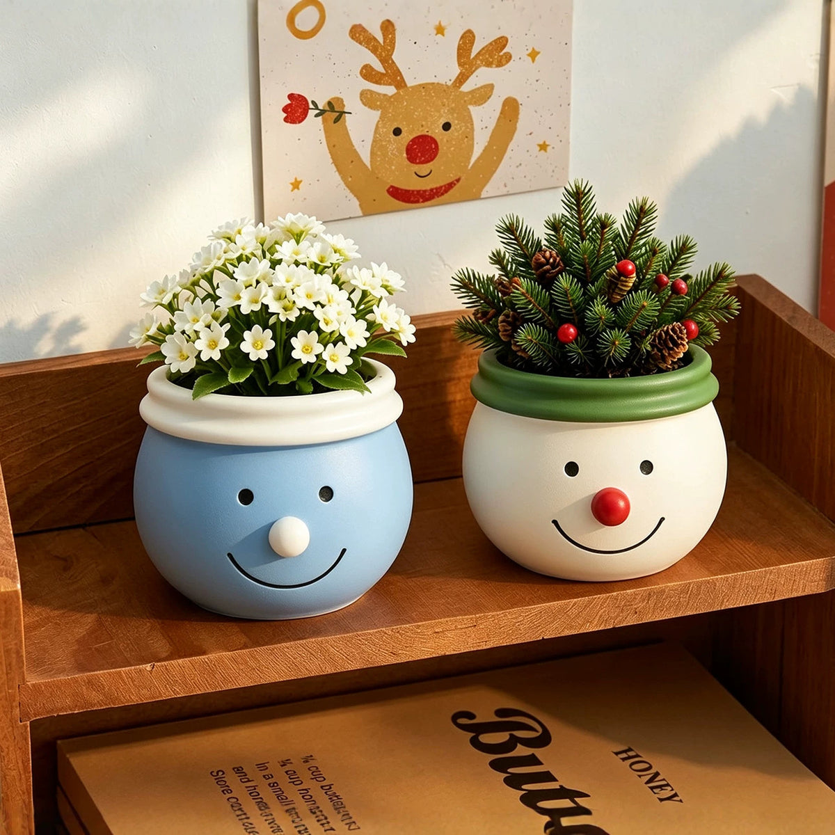 Cute Snowman Storage Jar & Planter Figurine Resin Mold