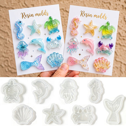 8pcs Ocean Animal Pendant Keychain & Bag Charm Resin Mold Set
