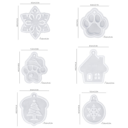 6pcs Christmas Ornament Resin Mold Set with Hanging Holes