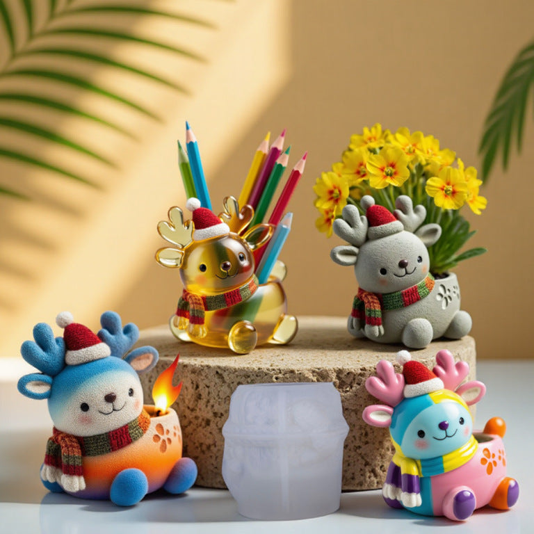 Adorable Deer Candle Holder Ornament Resin Mold