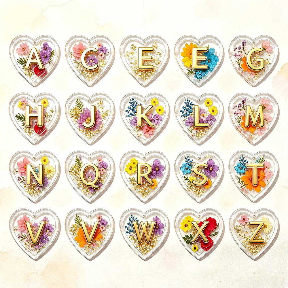 Double-Layer 3D Heart 26-Letter Decorative Pendant Resin Mold
