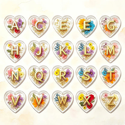 Double-Layer 3D Heart 26-Letter Decorative Pendant Resin Mold