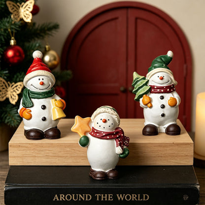 4pcs Cute Snowman Figurine Resin Mold Set