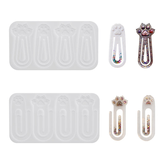 2pcs Adorable Cat Paw Paperclip Bookmark Resin Molds