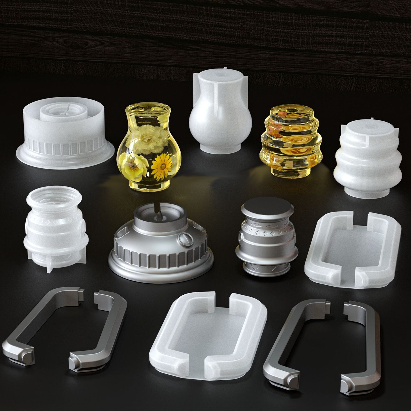 Kerosene Lamp Camping Lantern Ornament Set Resin Mold