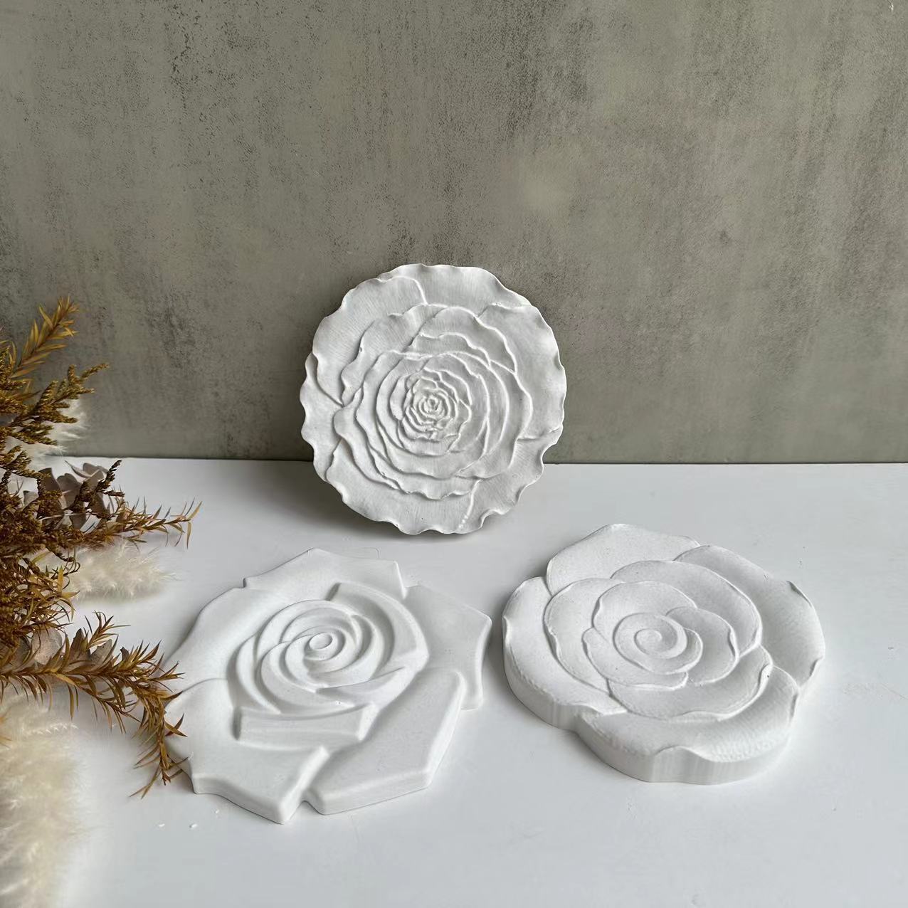 3pcs Flower Coaster Tray Resin Molds