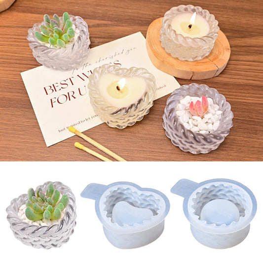 Twist Rope Heart Round Candle Holder Resin Molds