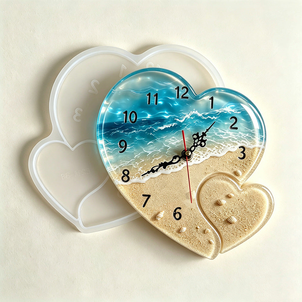 Double-Warped Heart Clock Resin Mold
