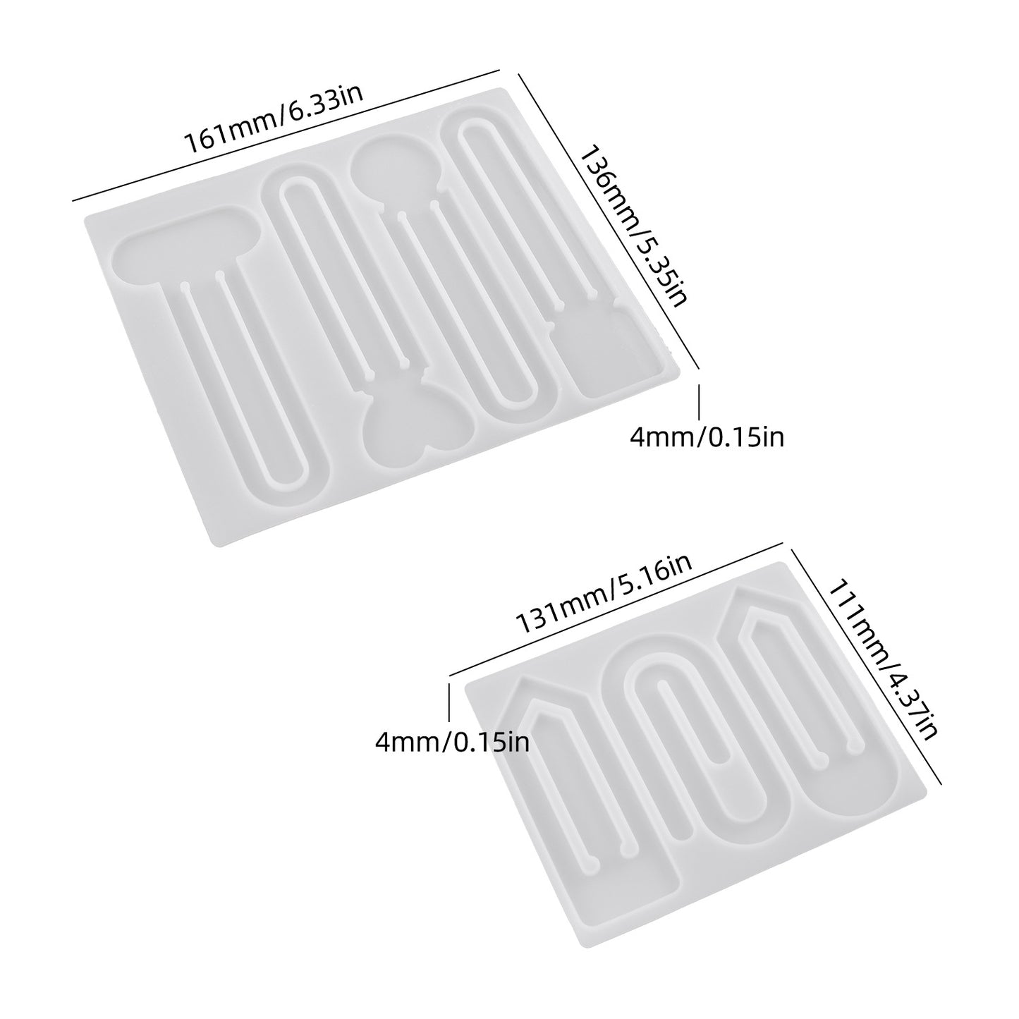 2pcs Paper Clip Bookmark Resin Mold Set