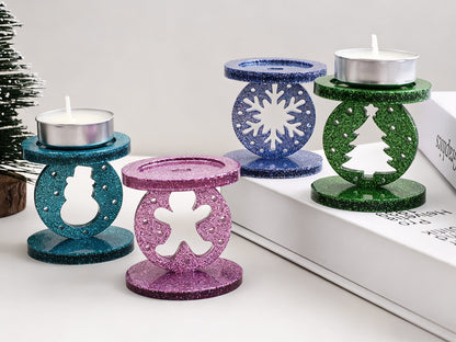 Interchangeable Christmas Elements Candle Holder Figurine Resin Mold