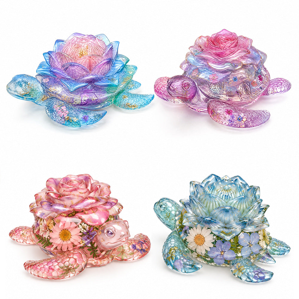 Rose & Lotus Turtle Decorative Figurine Resin Mold
