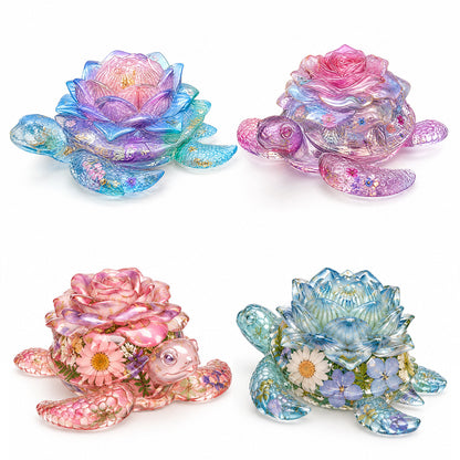 Rose & Lotus Turtle Decorative Figurine Resin Mold