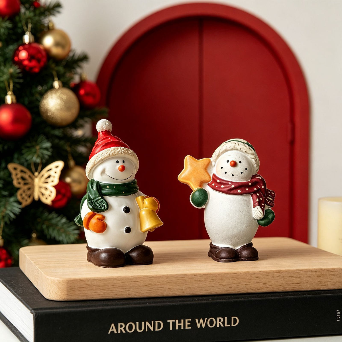 4pcs Cute Snowman Figurine Resin Mold Set
