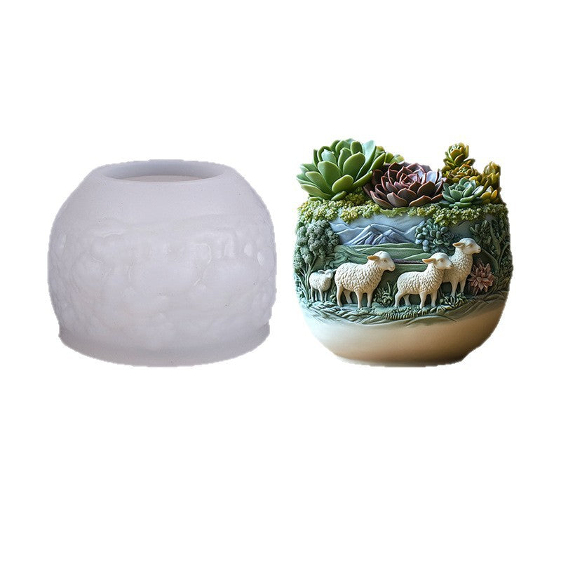 Sheep Storage Jar Resin Mold