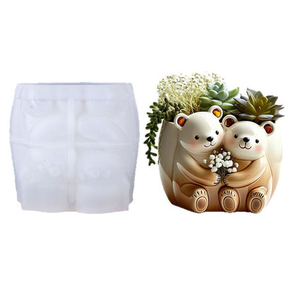 Hugging Bear Storage Jar Resin Mold