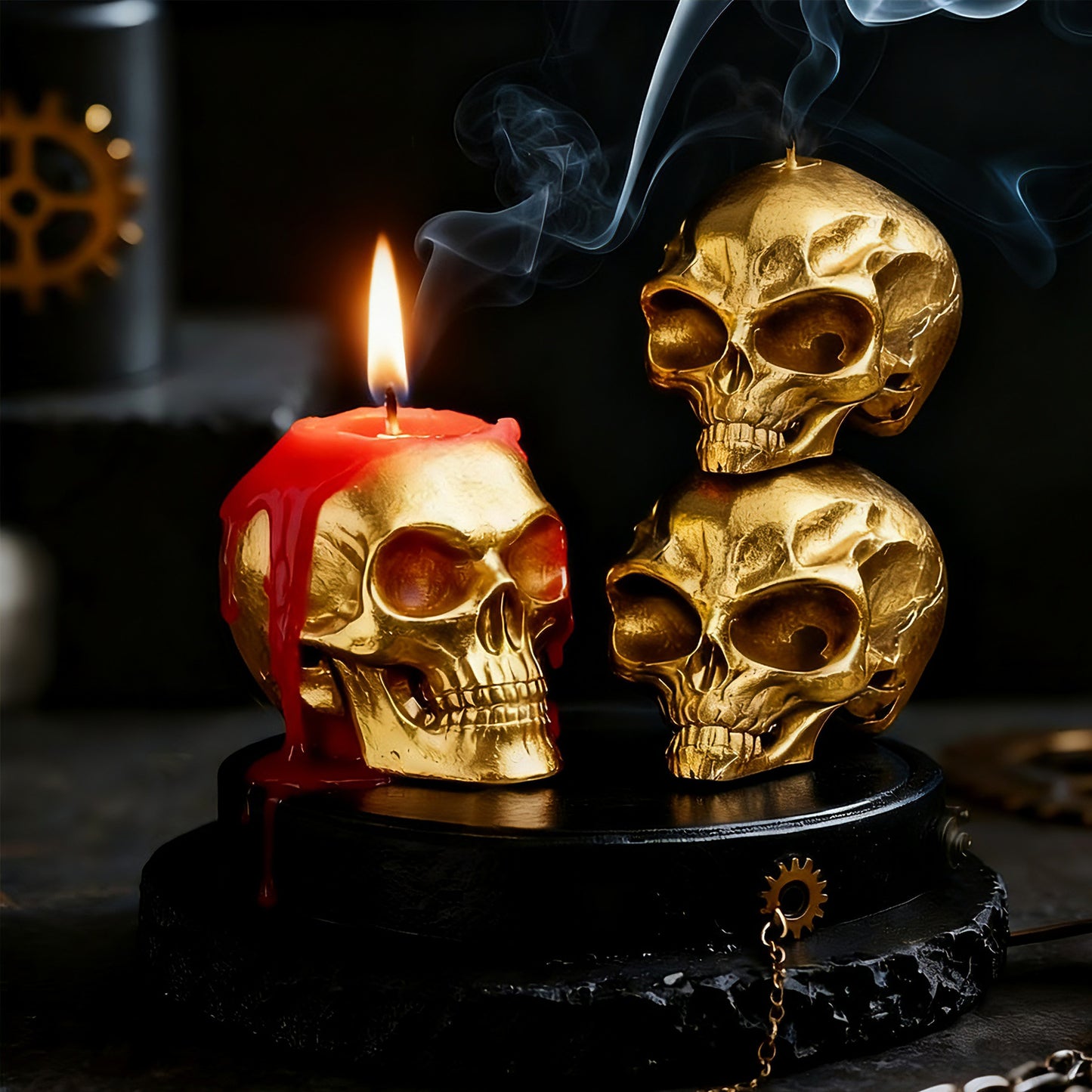 2pcs Alien Skull & Human Skull Keychain Resin Mold