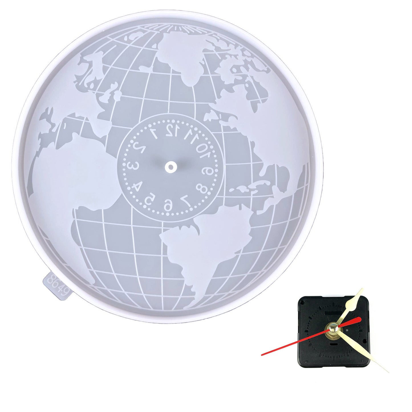 Earth Shape World Map Clock Resin Mold