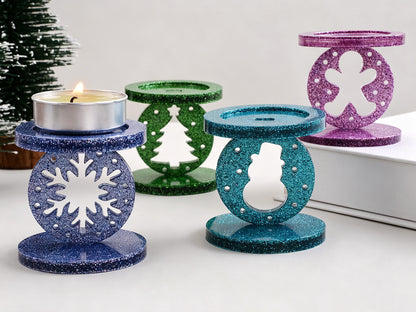 Interchangeable Christmas Elements Candle Holder Figurine Resin Mold