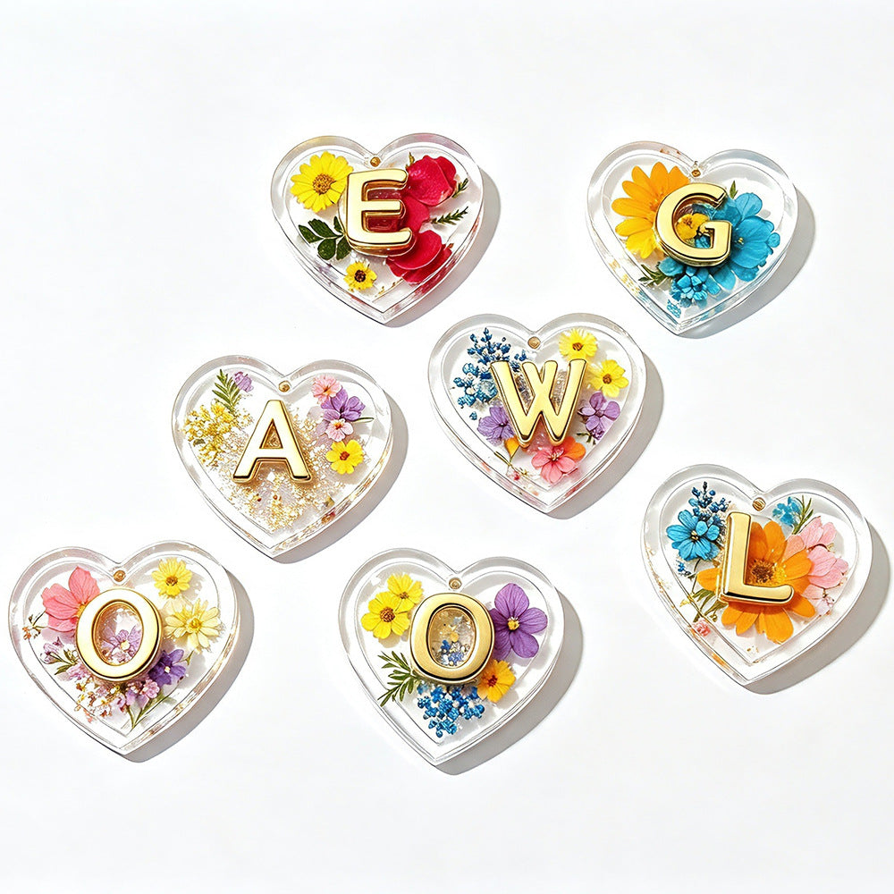 Double-Layer 3D Heart 26-Letter Decorative Pendant Resin Mold