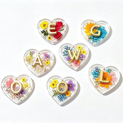 Double-Layer 3D Heart 26-Letter Decorative Pendant Resin Mold