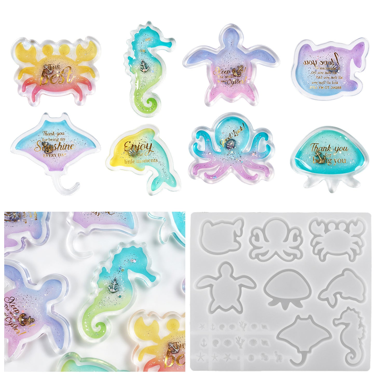 Ocean Animal Shaker Embellishment Resin Mold Set