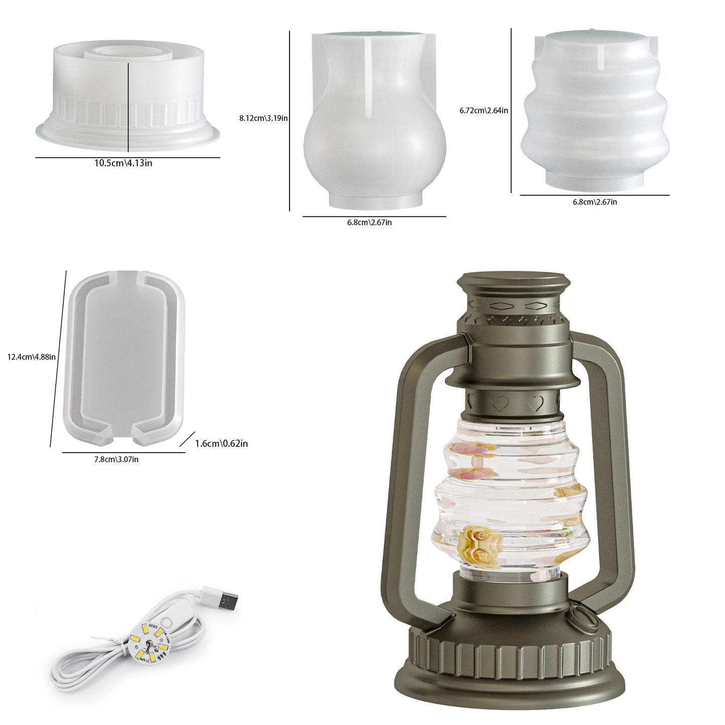 Kerosene Lamp Camping Lantern Ornament Set Resin Mold