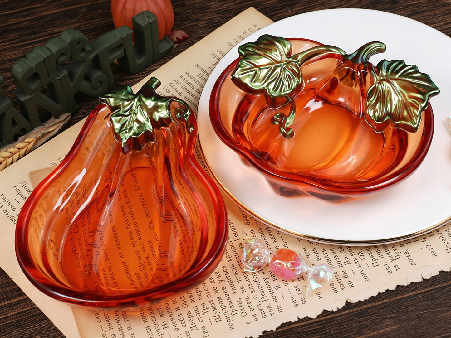 Long & Short Pumpkin-Shaped Storage Tray Resin Mold Set
